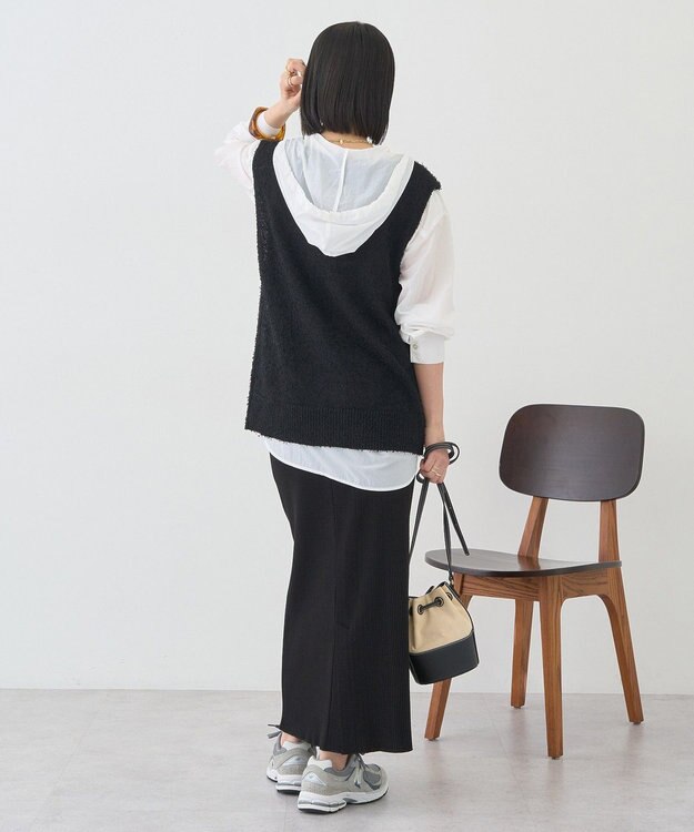 AMERICAN HOLIC ダブルZIPシャギーニットベスト Black