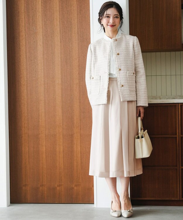 ANY SIS S シャイニータック スカート ライトベージュ