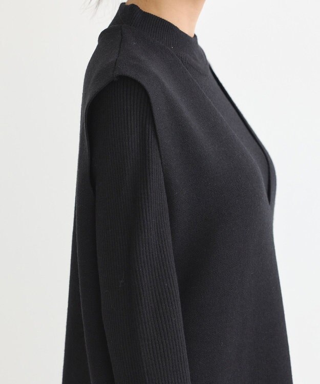 earth music&ecology Ｓｅｔ２点ハイネックプルオーバー＋ニットワンピース Black