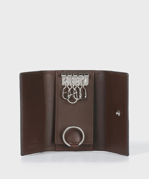 Paul Smith ベジタンストライプトリム キーケース ダークブラウン