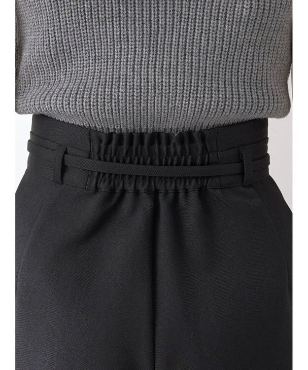 earth music&ecology ベルト付きワイドパンツ Black