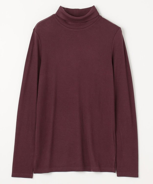 ANY 【洗濯機可】ソフトタッチリブタートルネック ボルドー