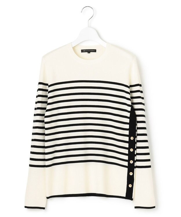 23区 ウールブレンド ボーダー ニット オフ地×ブラックボーダー