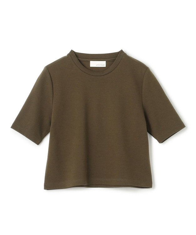 uncrave コットンミラノ ショート丈 Tシャツ（uncrave WHITE） カーキブラウン