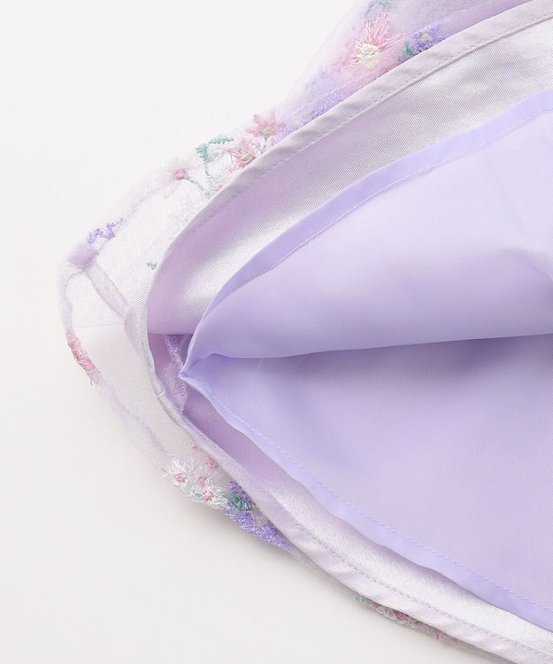 ANY KIDS フラワー刺繍ワンピース ラベンダー