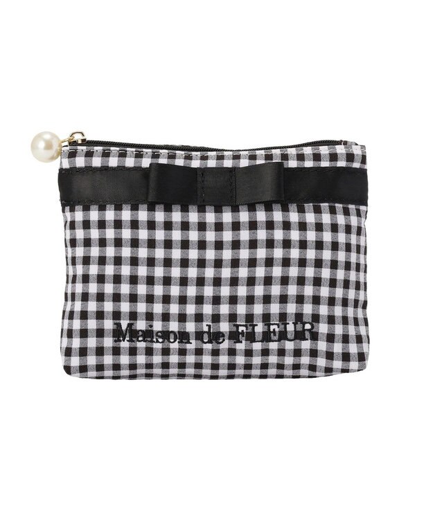 Maison de FLEUR ギンガムチェックスクエアポーチ Black