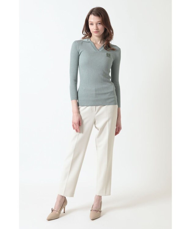 DAKS リブ編みVネックニット アイビーグリーン