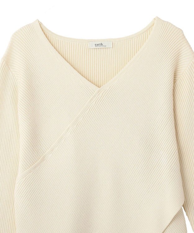 earth music&ecology クロスニットプルオーバー Ivory