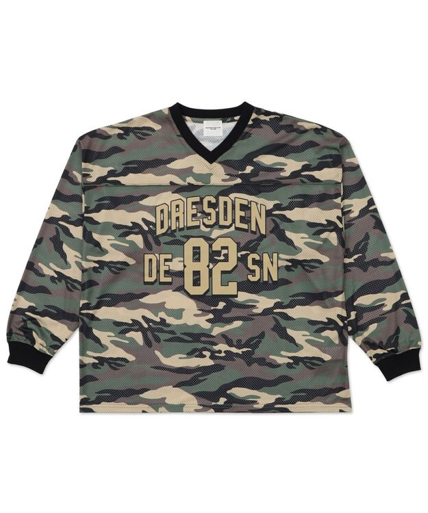 WEGO 【ユニセックス着用ITEM/MLサイズ展開】カモフラナンバリングホッケーT（LS） カーキ