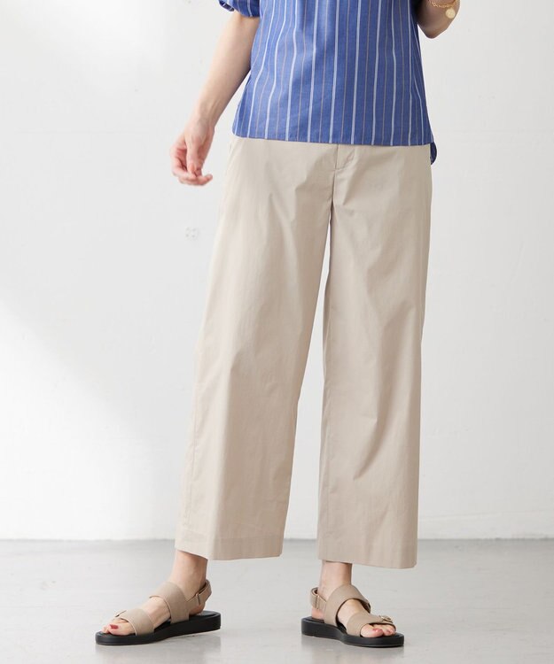 J.PRESS LADIES S 【洗える】ウェザーバイオエアフロー ワイド パンツ ベージュ系