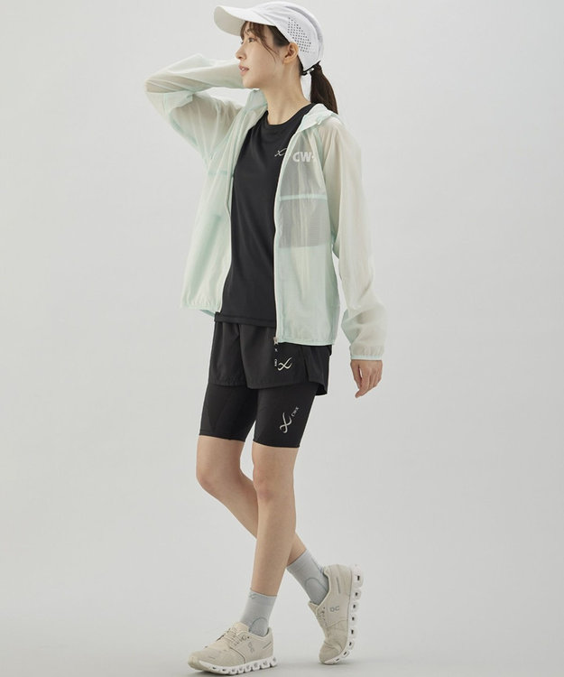 CW-X 【WOMEN】 CW-X スポーツタイツ ハーフ ひざ上丈 下半身サポート(股関節・腰・おしり・ふともも) 全面メッシュ素材 マラソン・球技 レディース HZY775 /ワコール ブラック