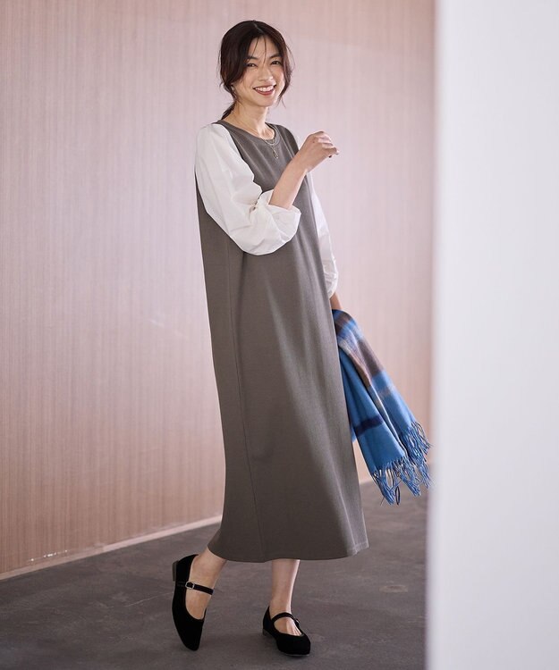 ANY コンビネーションワンピース モカ×オフ