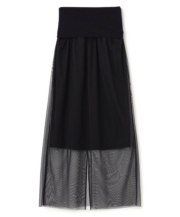 BEIGE， 【洗える】TAMARIX / ストレッチチュールIラインスカート Black