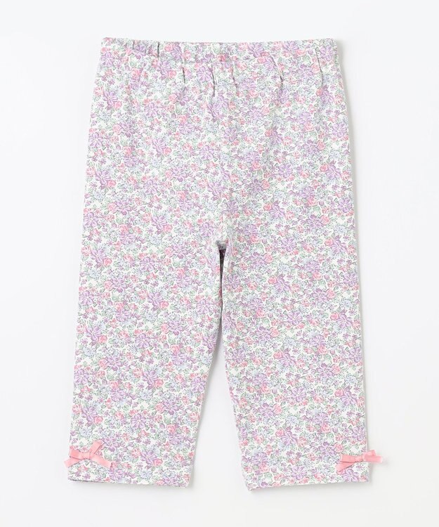 ANY KIDS 裾リボン 5分丈 レギンス 花ピンク