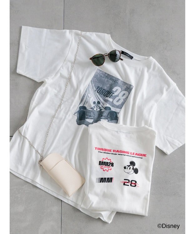 Te chichi 【Disney】MICKEY/ロゴプリントTシャツ オフホワイト