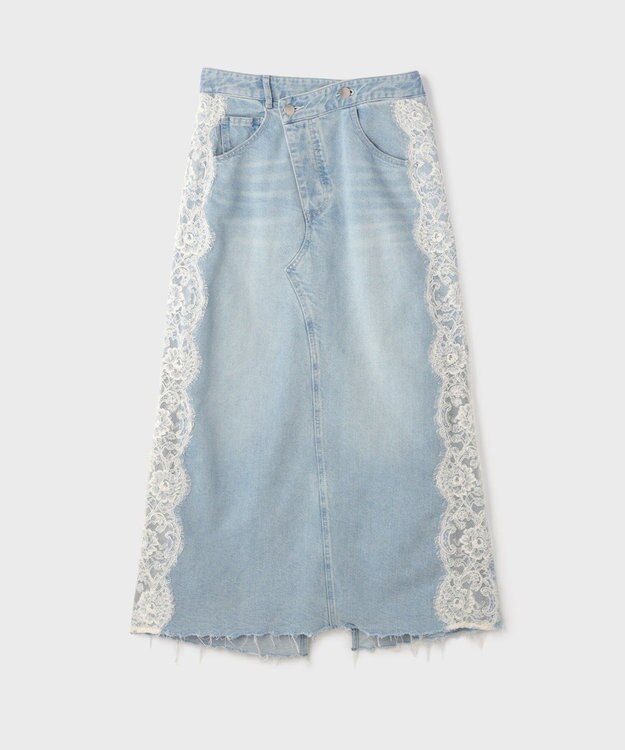 GRACE CONTINENTAL サイドレースデニムスカート ブルー