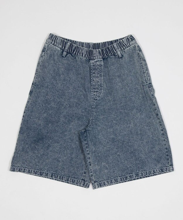 WEGO 【ウエストゴム/SMLサイズ展開】イージーコットンハーフパンツ デニム淡加工色