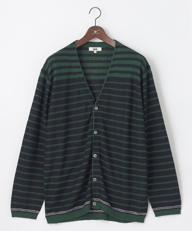 JOSEPH ABBOUD 【キングサイズ・洗える】フランドルリネンボーダーカーディガン グリーン系2