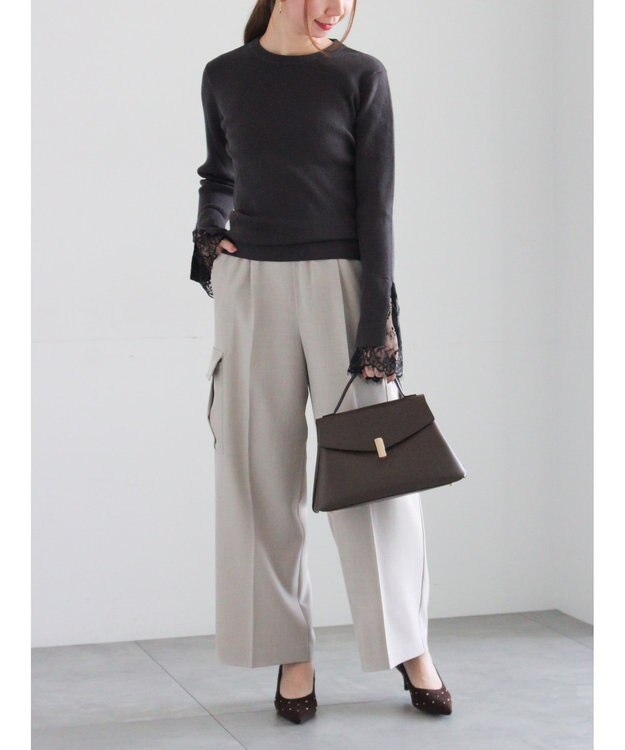 Te chichi レースカフスレイヤードニット チャコールグレー