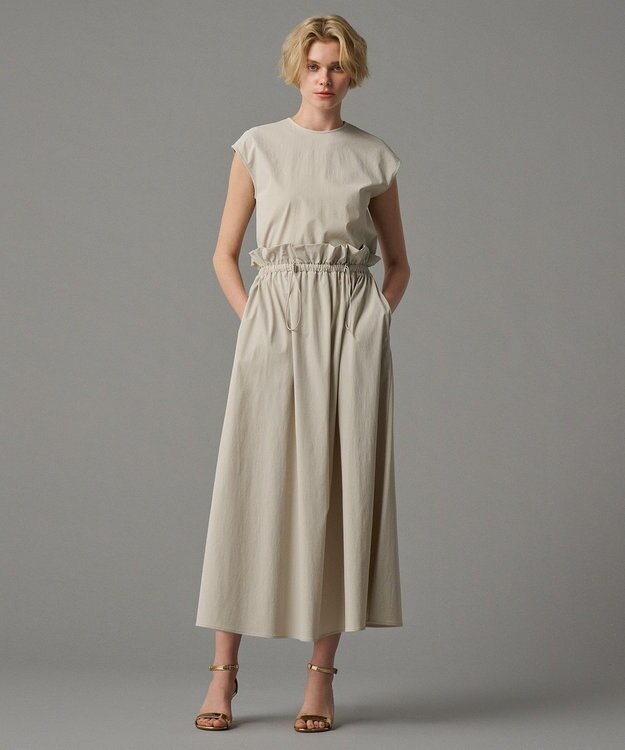 uncrave 【撥水・接触冷感・UVカット・洗濯機洗い可】マルチファンクションナイロン フレアスカート（uncrave STANDARD） ライトベージュ