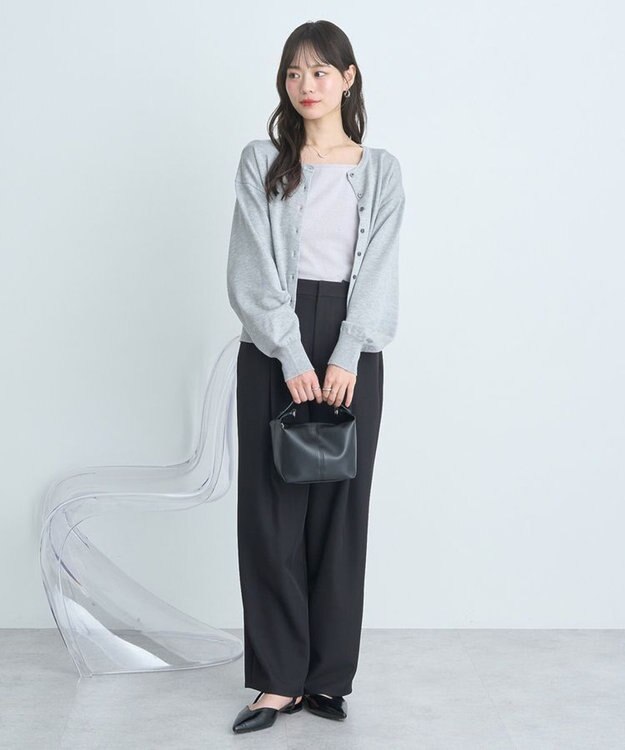 earth music&ecology ＵＶカット加工クルーネックニットカーディガン Gray Mixture