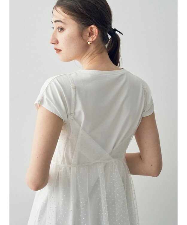 YECCA VECCA 【2点SET】マルチwayチュールオーバーキャミSET/Tee Off White