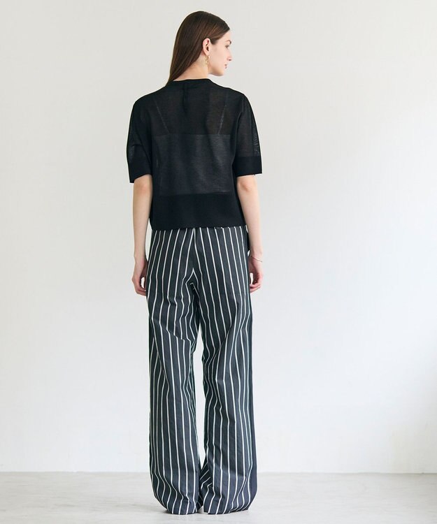 BEIGE， QUARTZ / 側章コンビ ストライプパンツ Black St.