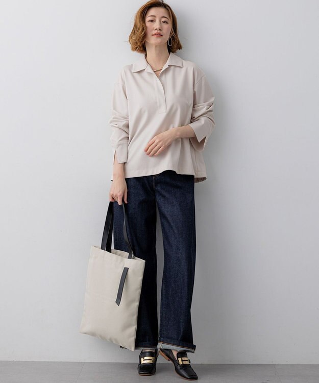 23区 【先行予約】コンパクトツイル スキッパー カットソー ベージュ系