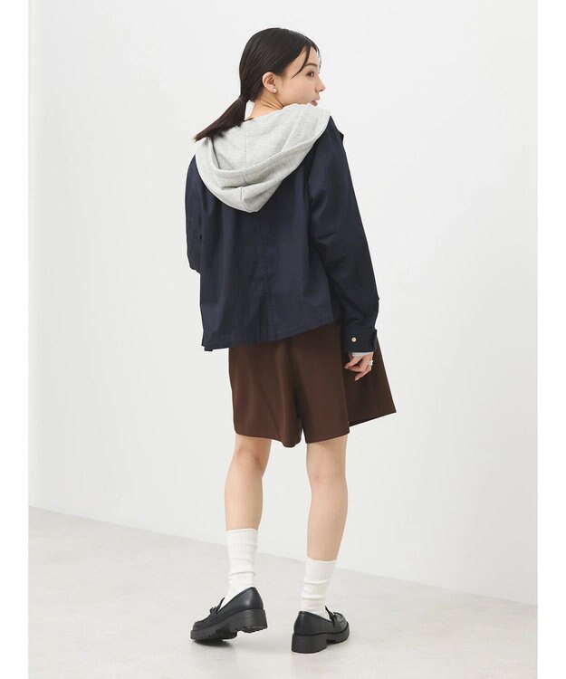 earth music&ecology パーカー付きミリタリーブルゾン Navy