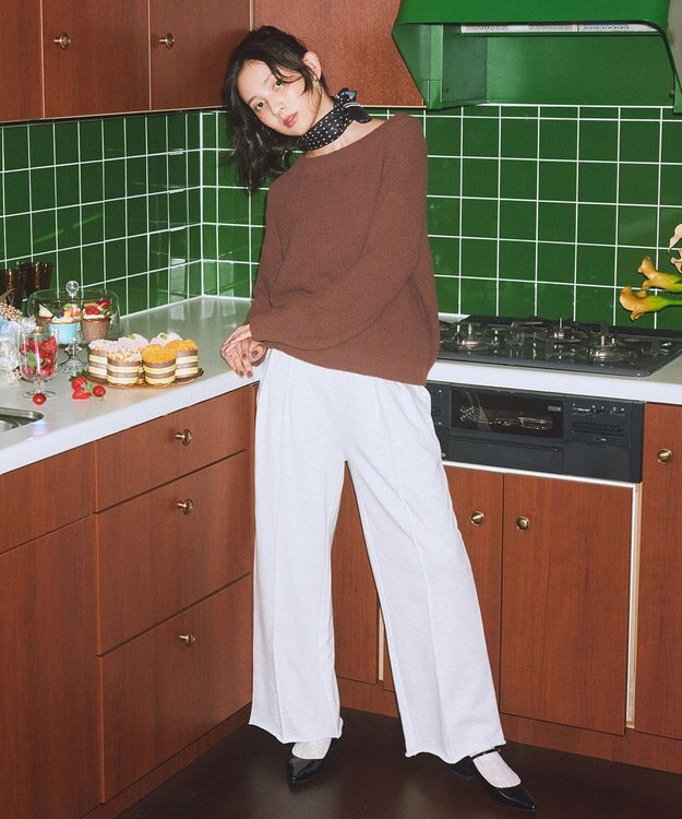 earth music&ecology パウダーシャギー畦プルオーバー Brown