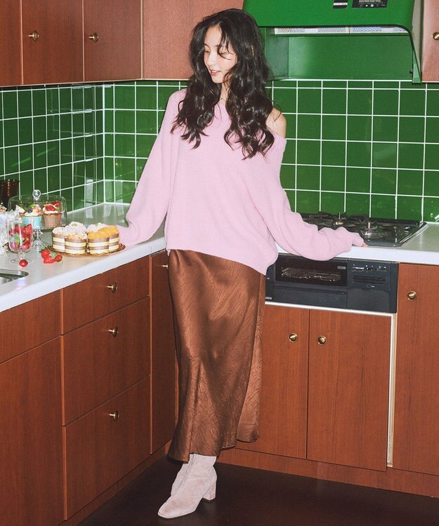 earth music&ecology パウダーシャギー畦プルオーバー Pink