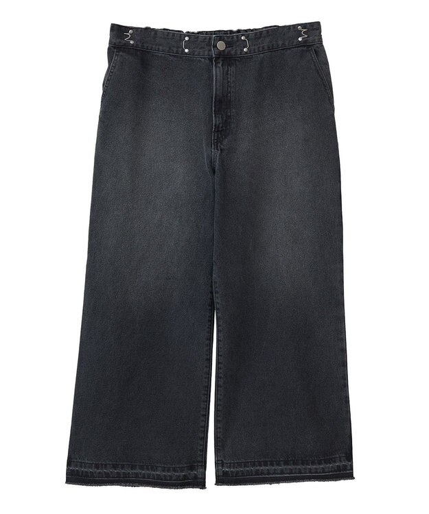 Green Parks タックワイドデニムパンツ Black