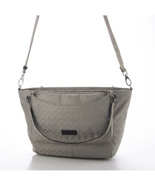 Y'SACCS ポーチ付きモノグラム2WAYトート グレー