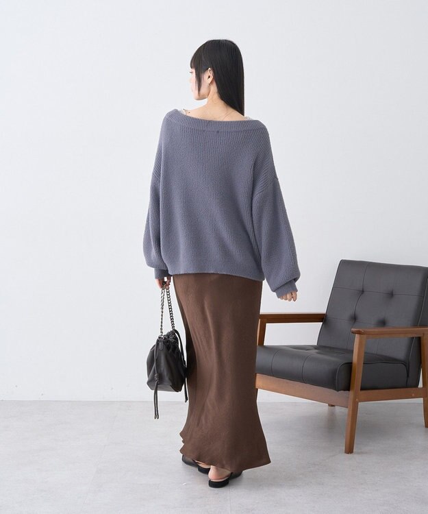 earth music&ecology パウダーシャギー畦プルオーバー Charcoal Gray