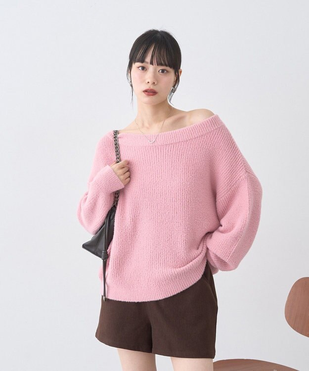 earth music&ecology パウダーシャギー畦プルオーバー Pink