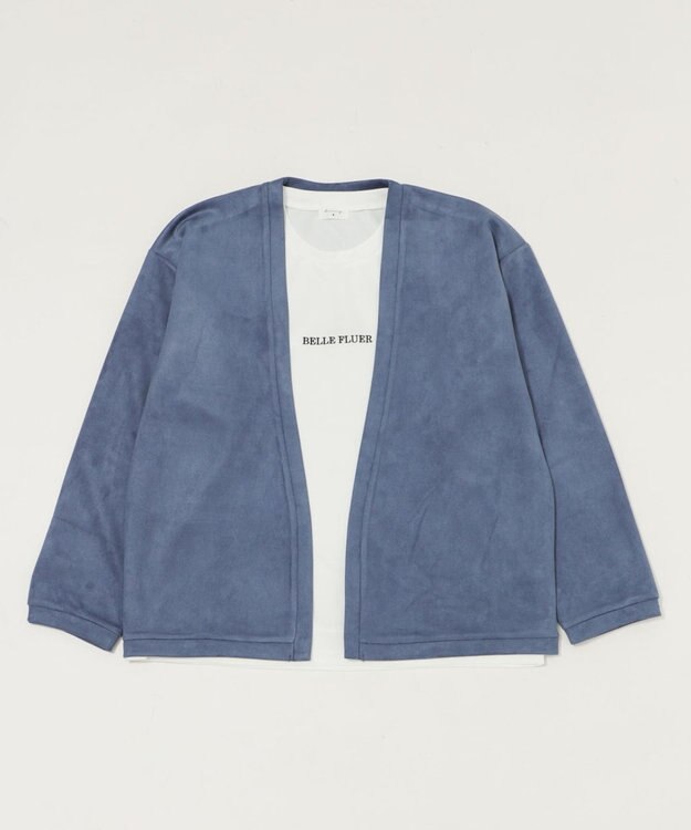 WEGO 【ユニセックス着用アITEM/２点SET】フェイクスウェードアンサンブルカーディガン サックス