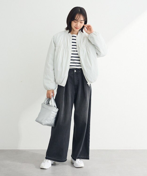 Green Parks タックワイドデニムパンツ Black