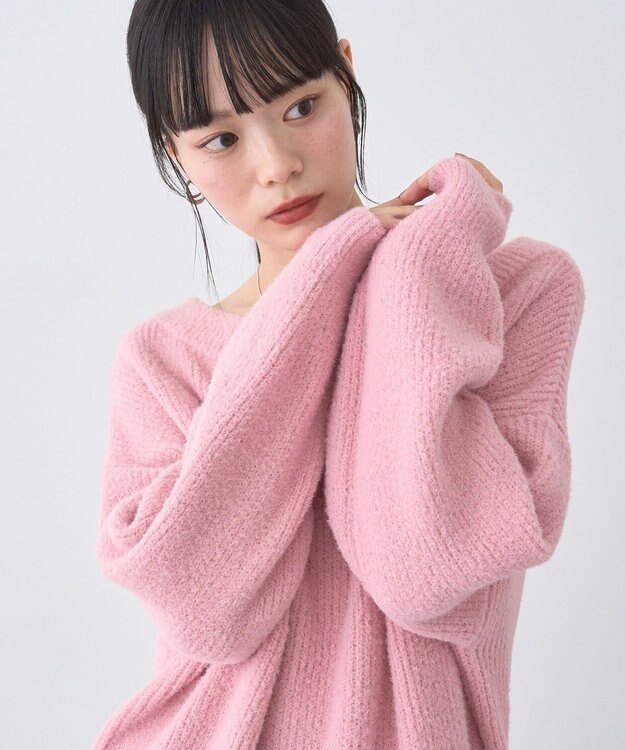 earth music&ecology パウダーシャギー畦プルオーバー Pink