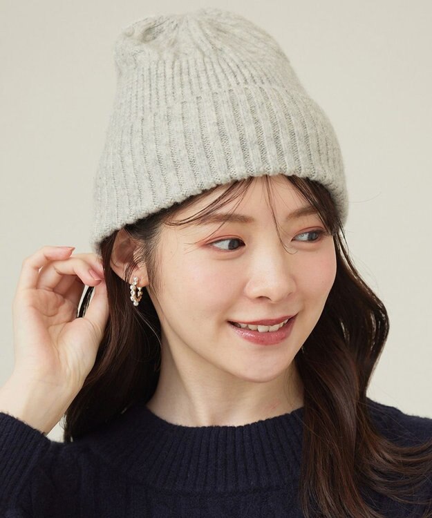 ANY SIS リブカラーミックス ニット帽 ライトグレー