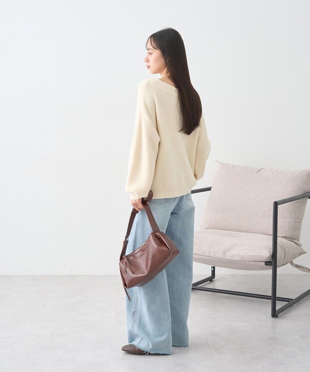 earth music&ecology パウダーシャギー畦プルオーバー Ivory