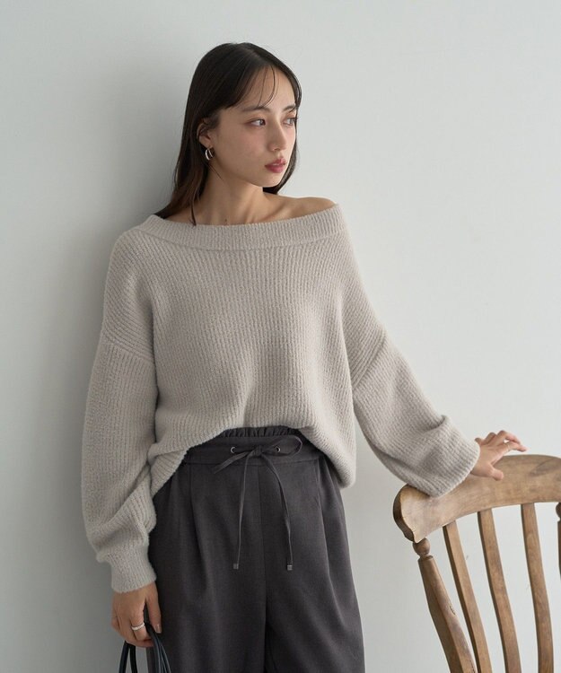 earth music&ecology パウダーシャギー畦プルオーバー Light Gray