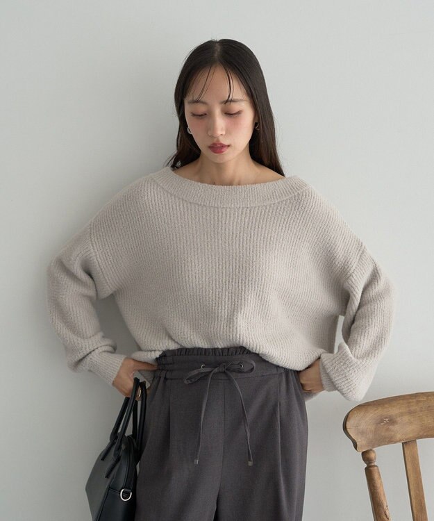 earth music&ecology パウダーシャギー畦プルオーバー Light Gray