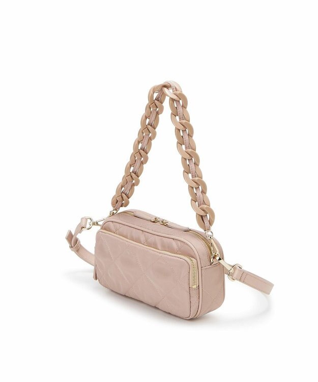 TOPKAPI 【TREASURE TOPKAPI】キルティング アクリルチェーン付 ショルダー バッグ ペールベージュ