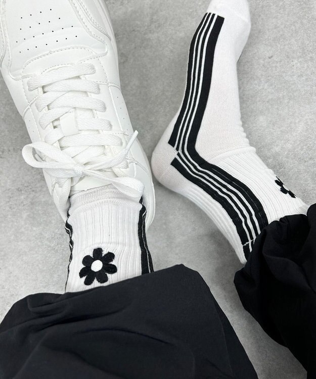 WEGO サイドラインクルーソックス ホワイト