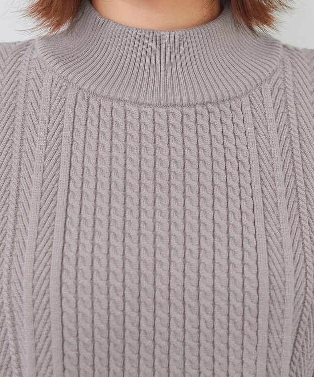 Tiaclasse 【2点セット・洗える】細ケーブルニットトップス＆ニットワンピース グレージュ