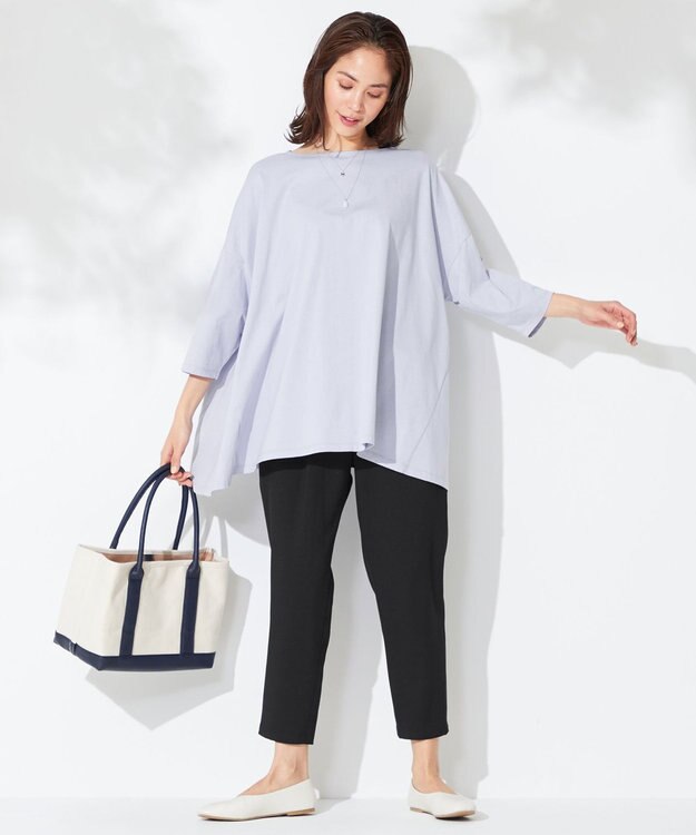 ANY 【洗える】テントライン カットソー サックスブルー系