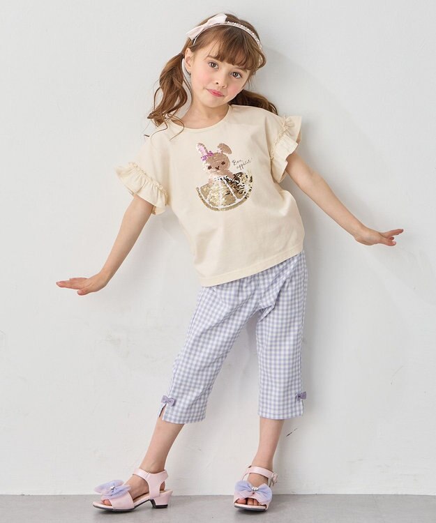 ANY KIDS 接触冷感 しろくま ミラクルスパンコール Tシャツ クリーム×ウサギ