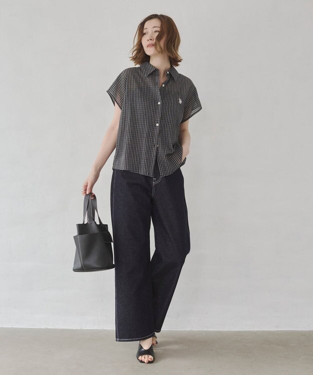 WEGO U.S. POLO ASSN.別注 フレンチスリーブシャツ ブラック