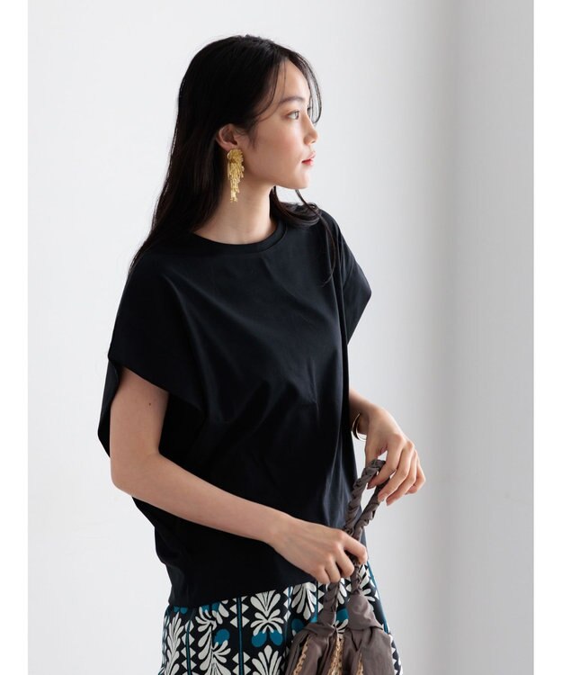 Te chichi 【接触冷感/遮熱/吸水速乾】ショルダータックドルマンTシャツ ブラック