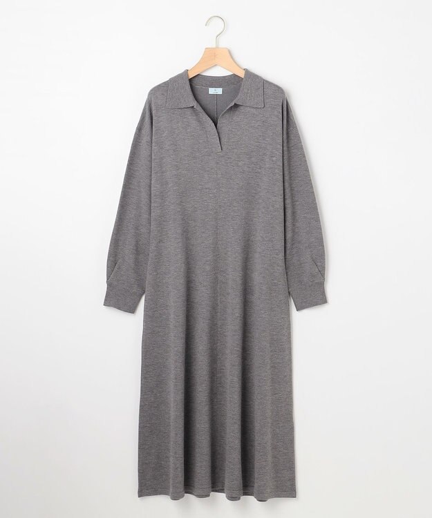 組曲 【加藤ローサさん着用】スキッパーニット ワンピース ライトグレー系